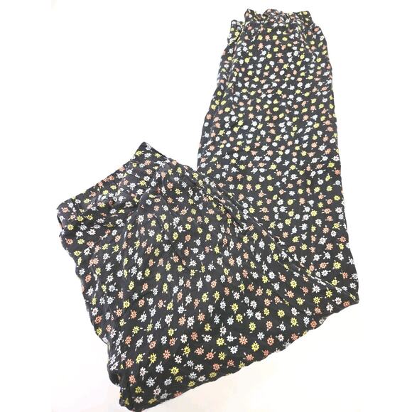Womens ATM 100% Silk Pants High Rise Floral Print Flat Front Pockets EUC Med - Picture 1 of 14
